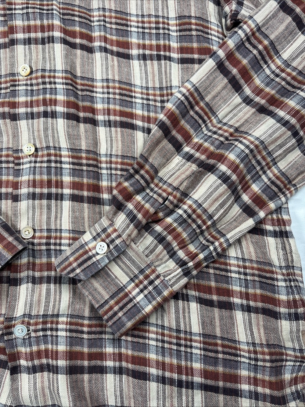 KITON Men's Plaid Button-Up Shirt in Beige and Brown - Picture 2 of 9